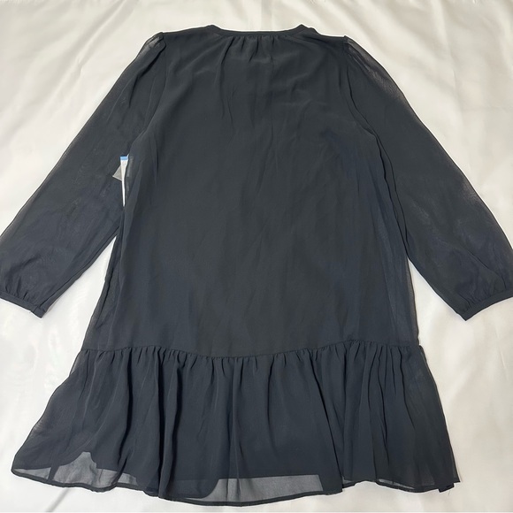Draper James dress Black Long Sleeve size large tie Neck Flounce Shift Dress NWT - Picture 7 of 10